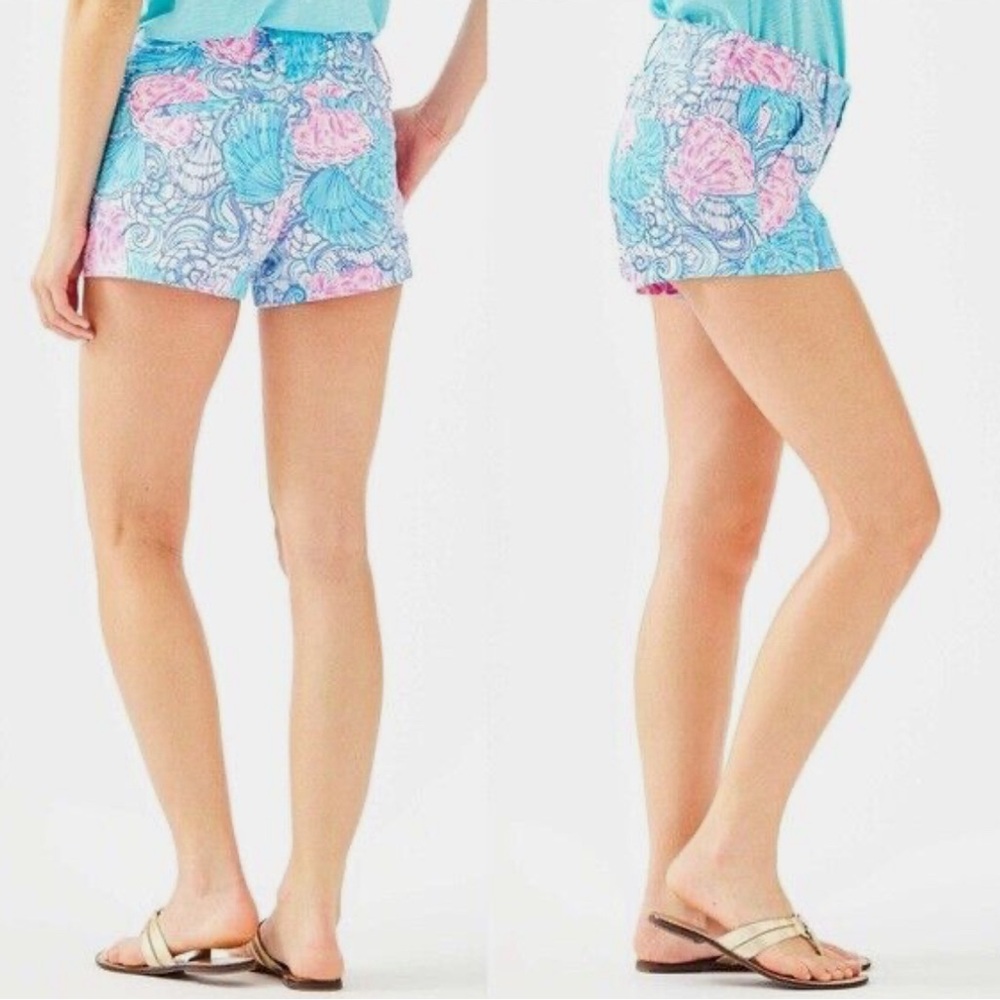 LILLY PULITZER "WALSH" BLUE HAVEN RAISING SHELL SHORTS SIZE 00